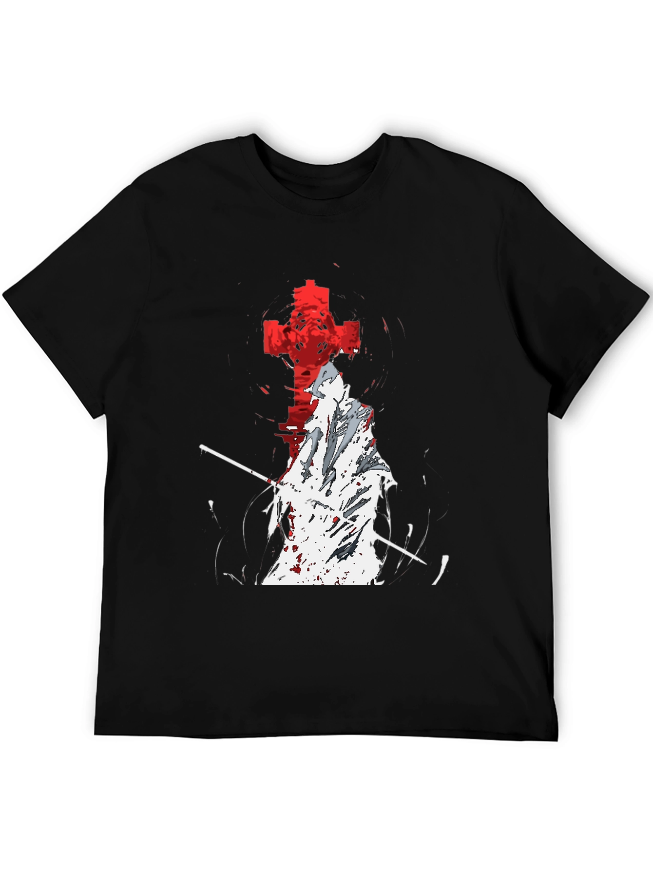 Grim Reaper Cross Graphic T-Shirt - Black
