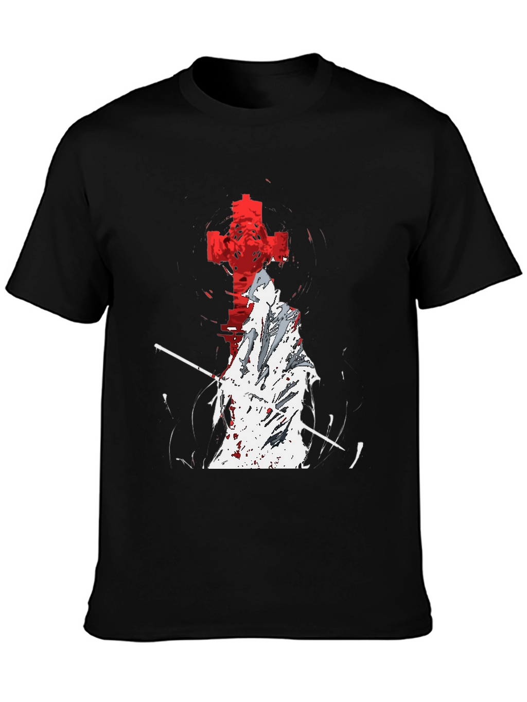 Grim Reaper Cross Graphic T-Shirt - Black