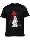 Grim Reaper Cross Graphic T-Shirt - Black