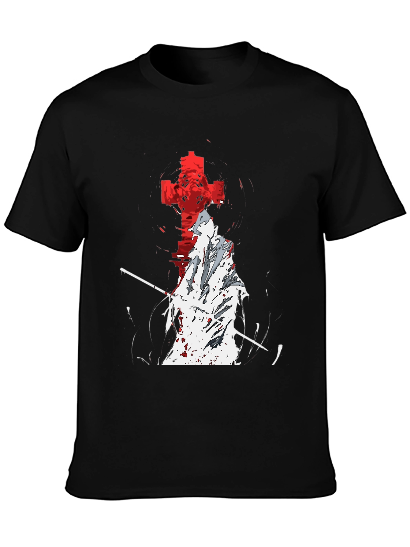 Grim Reaper Cross Graphic T-Shirt - Black