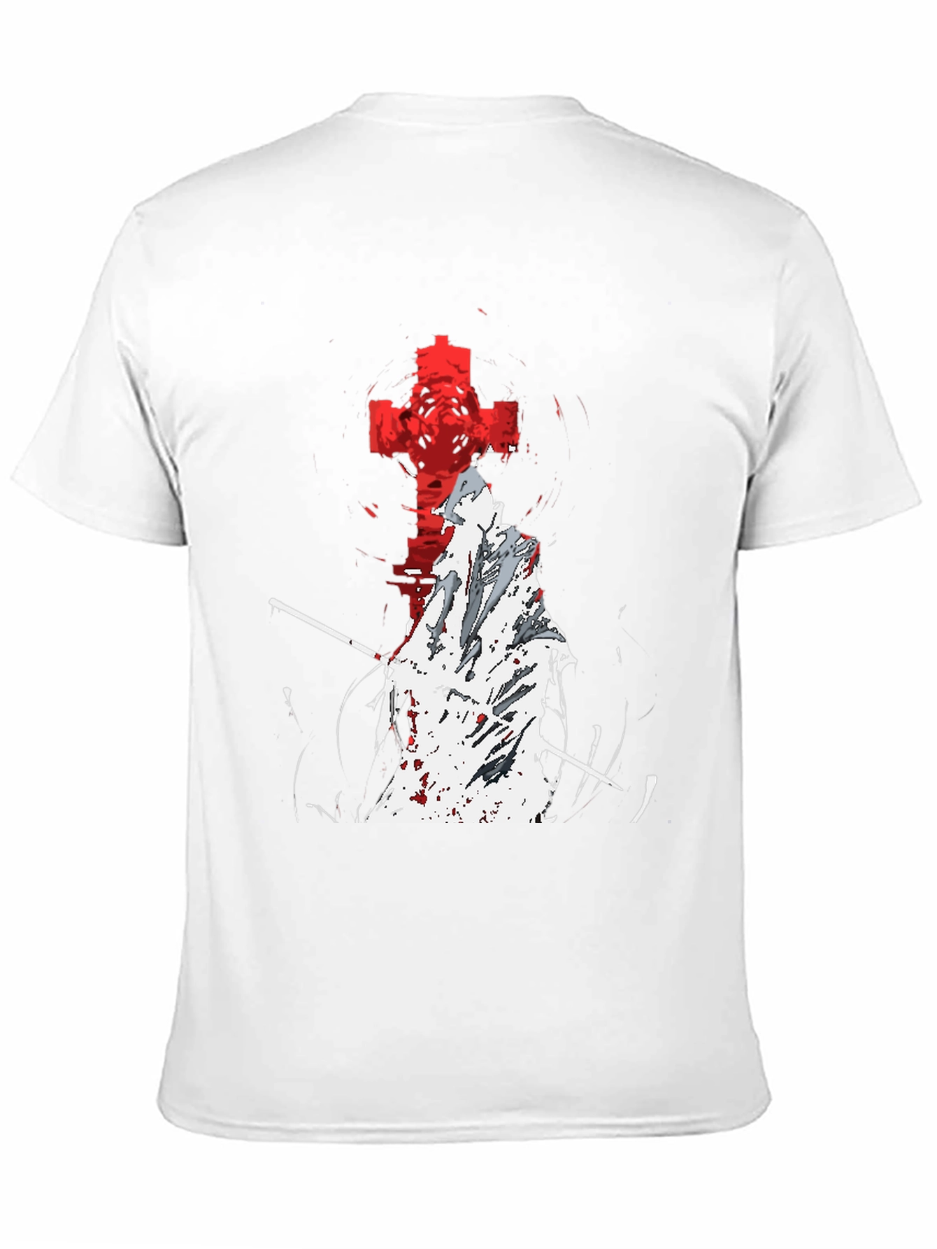 Grim Reaper Cross Graphic T-Shirt - Black