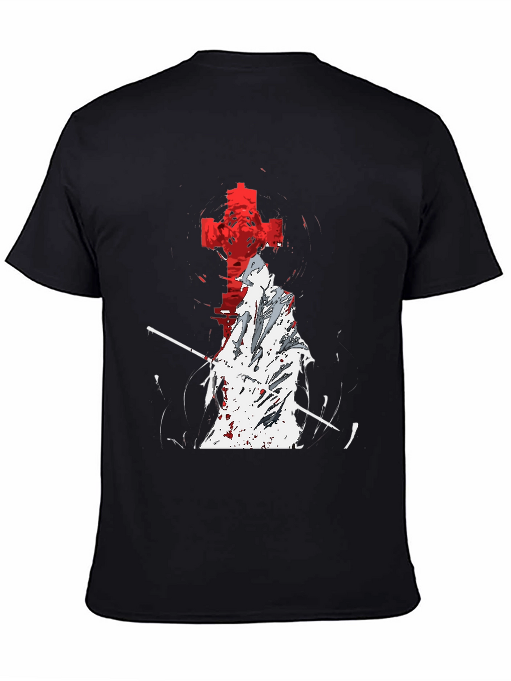 Grim Reaper Cross Graphic T-Shirt - Black