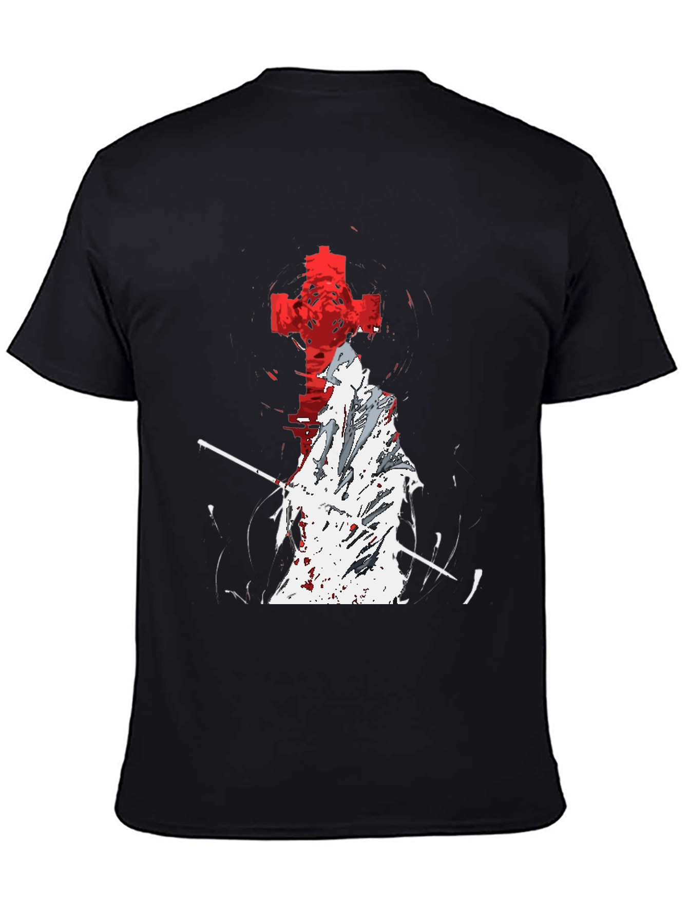 Grim Reaper Cross Graphic T-Shirt - Black