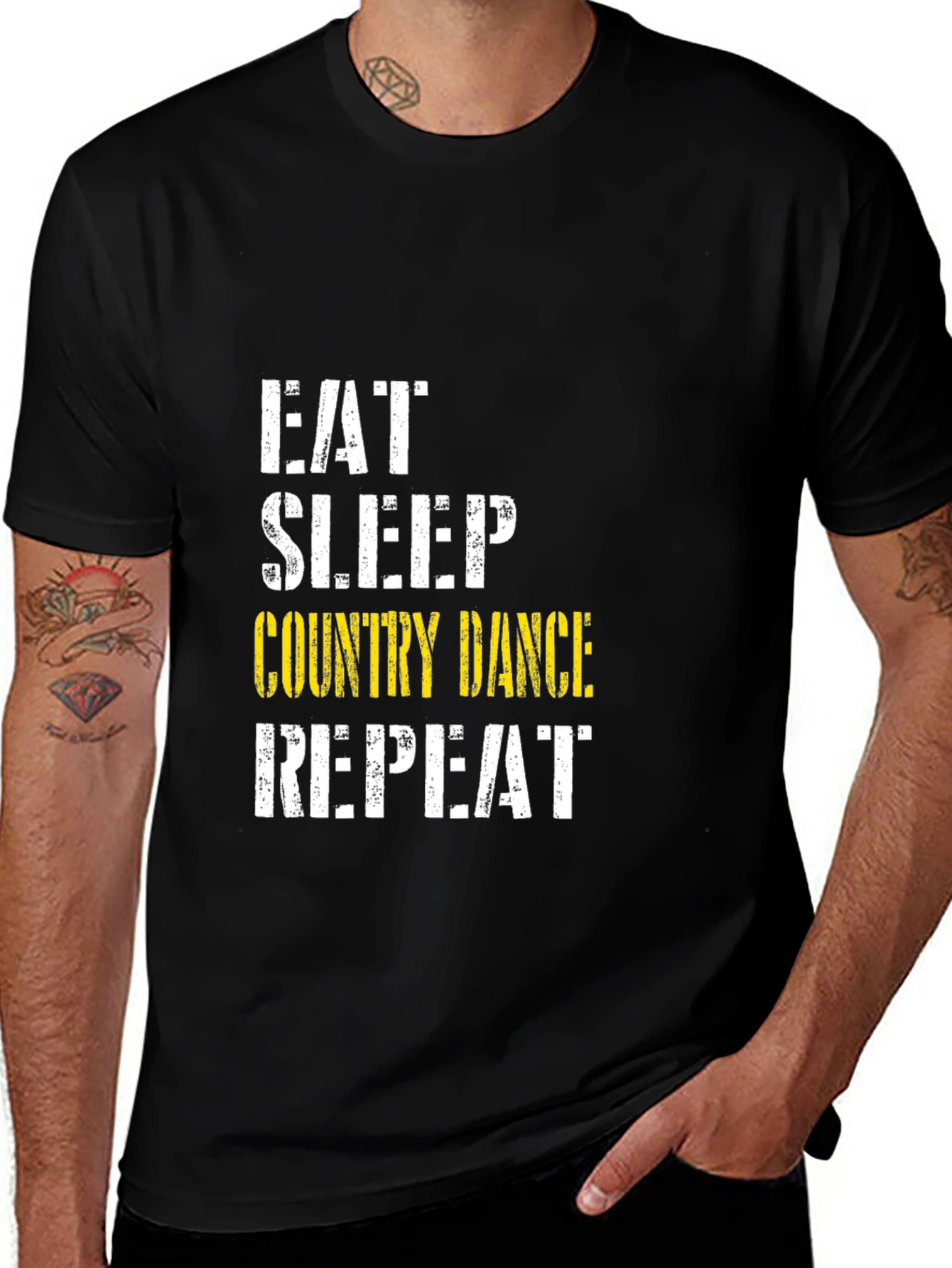 Eat Sleep Country Dance Repeat Black T-Shirt