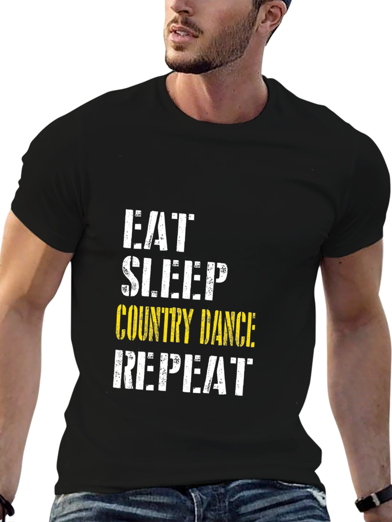 Eat Sleep Country Dance Repeat Black T-Shirt