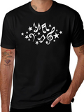 Musical Notes Starry Tee - Stylish Black T-Shirt