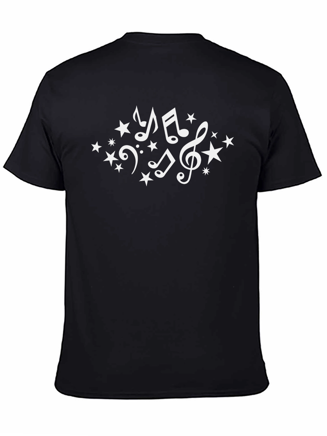 Musical Notes Starry Tee - Stylish Black T-Shirt