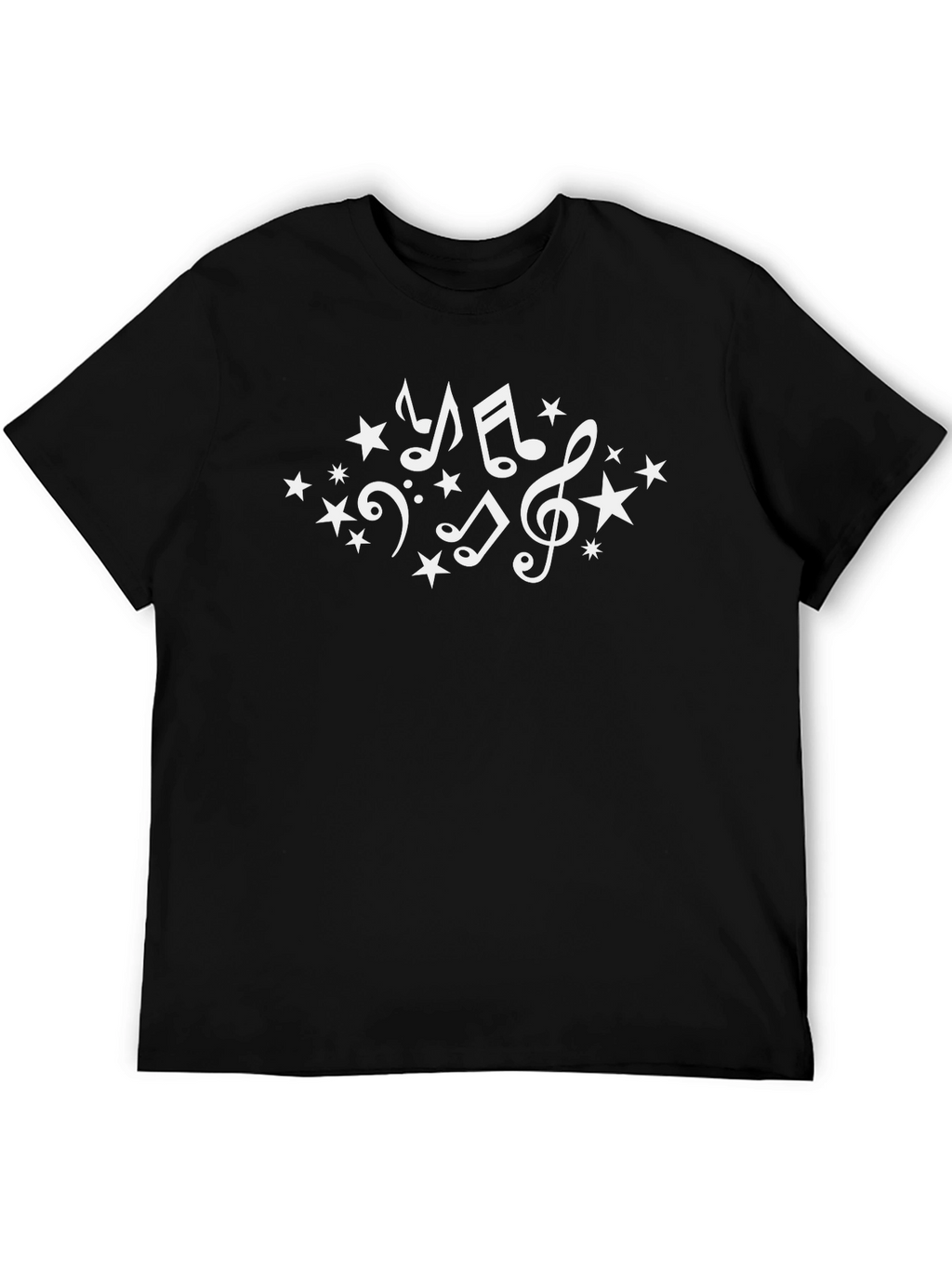 Musical Notes Starry Tee - Stylish Black T-Shirt