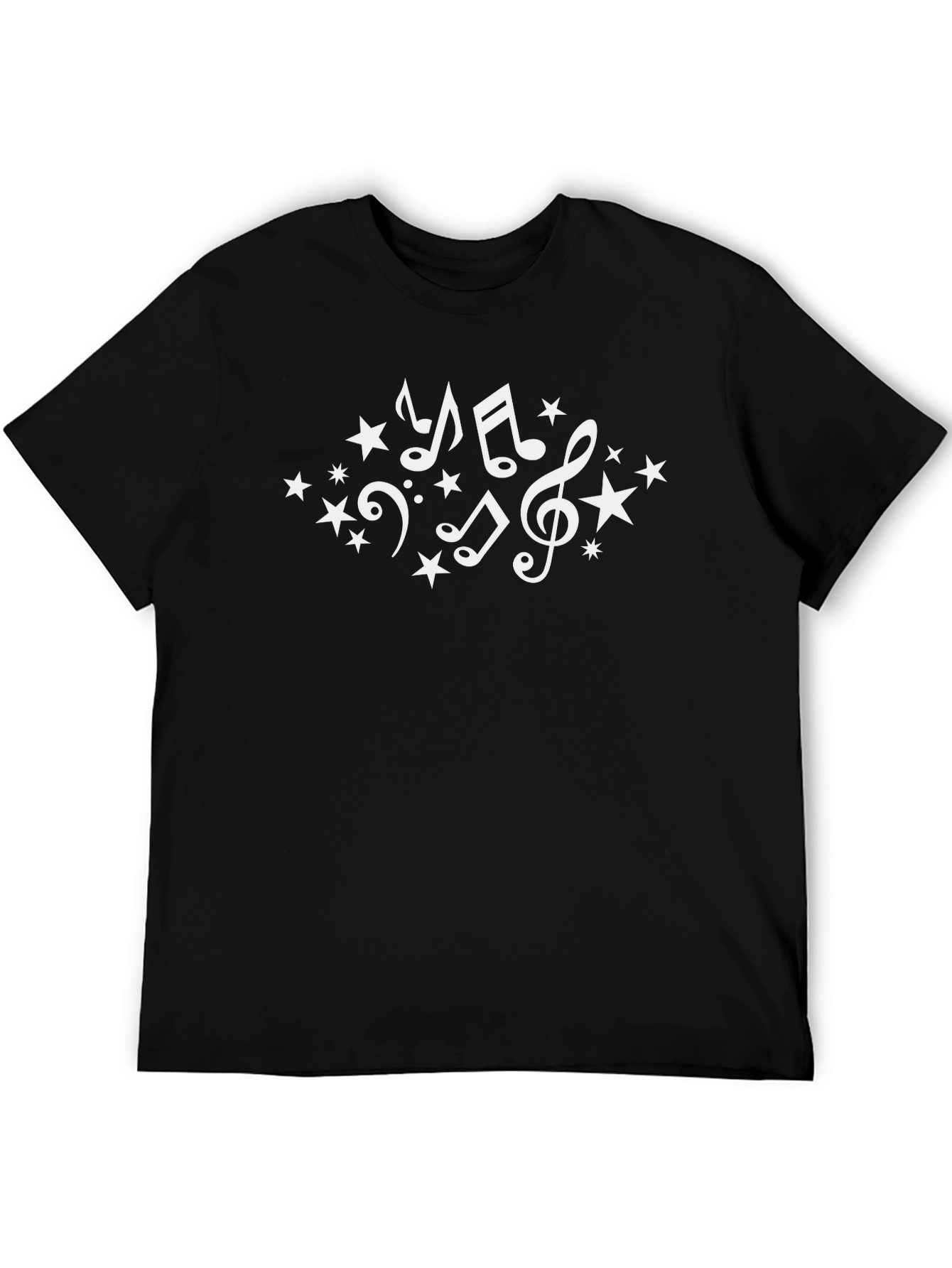 Musical Notes Starry Tee - Stylish Black T-Shirt