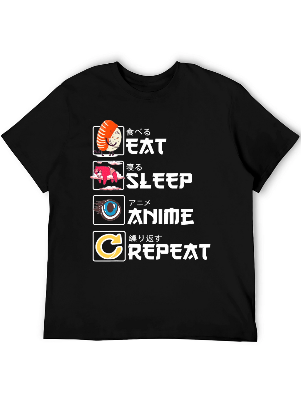 Eat Sleep Anime Repeat Graphic Tee