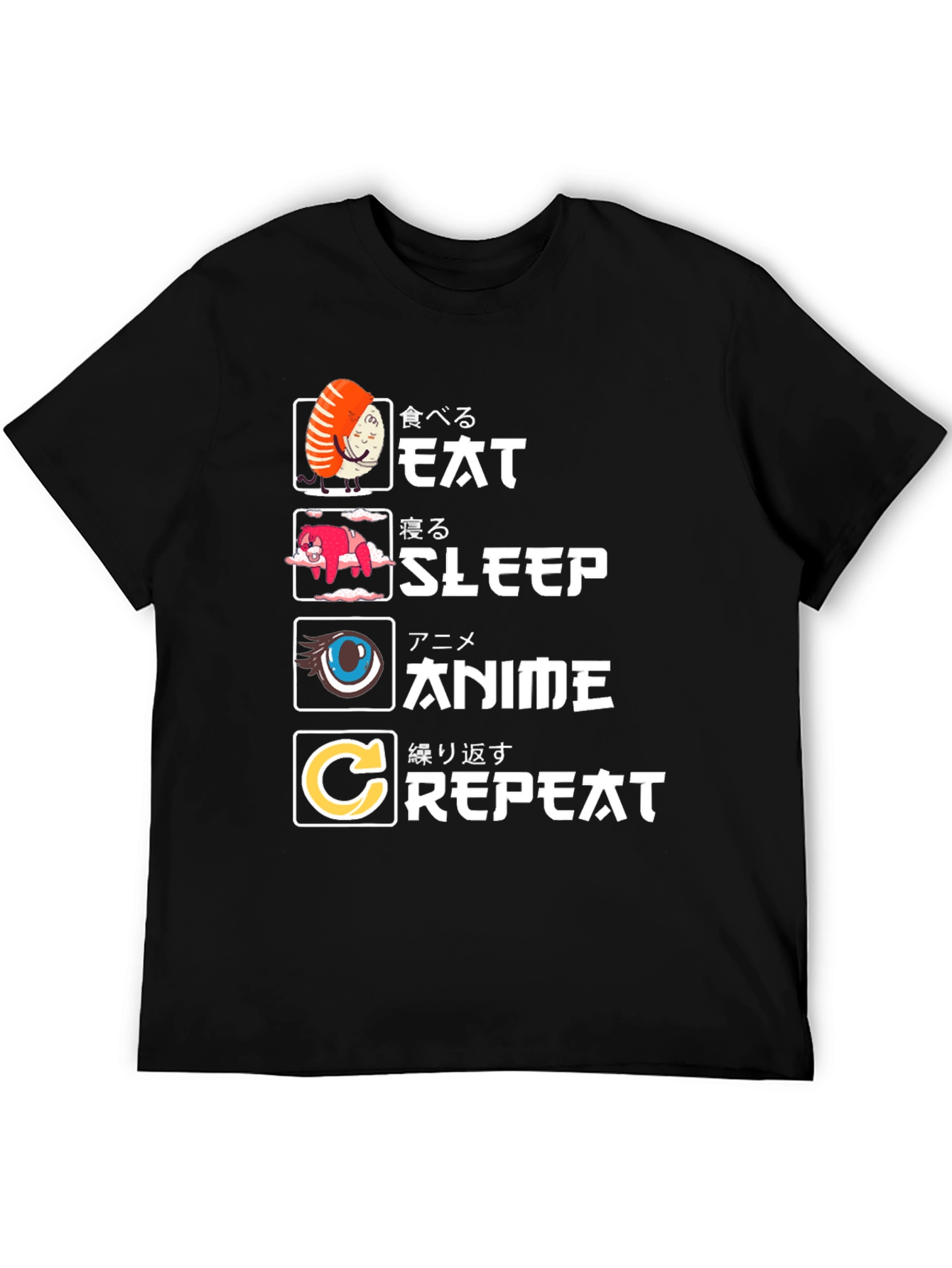 Eat Sleep Anime Repeat Graphic Tee