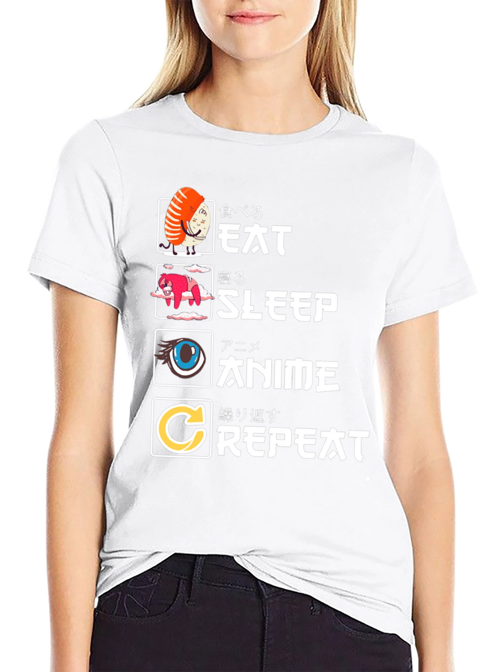 Eat Sleep Anime Repeat Graphic Tee