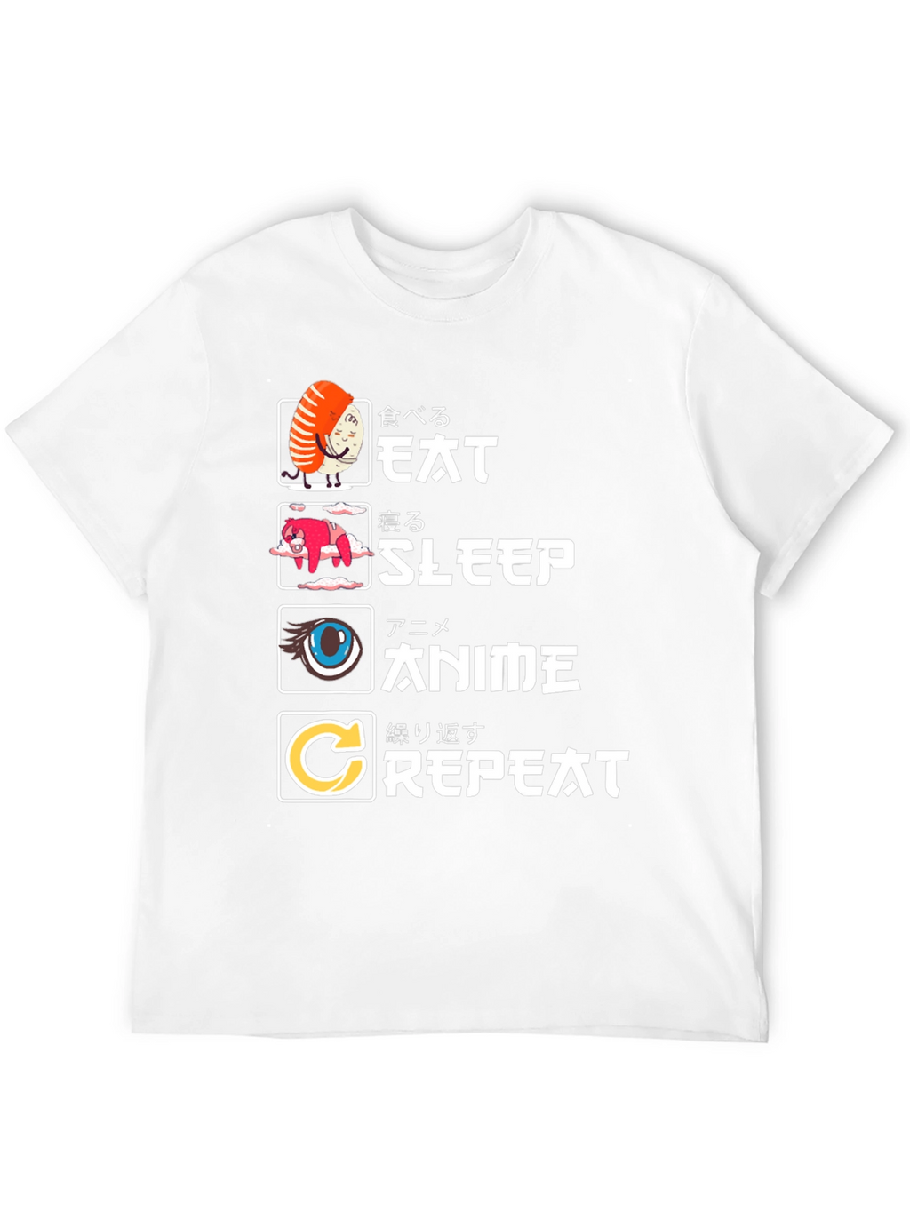 Eat Sleep Anime Repeat Graphic Tee
