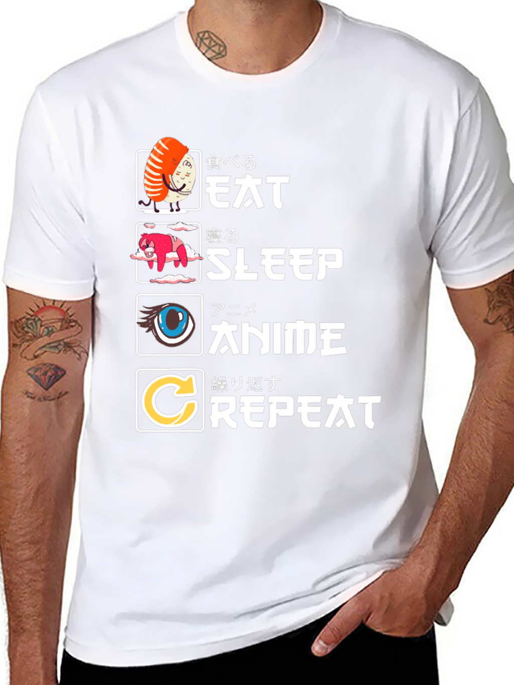 Eat Sleep Anime Repeat Graphic Tee