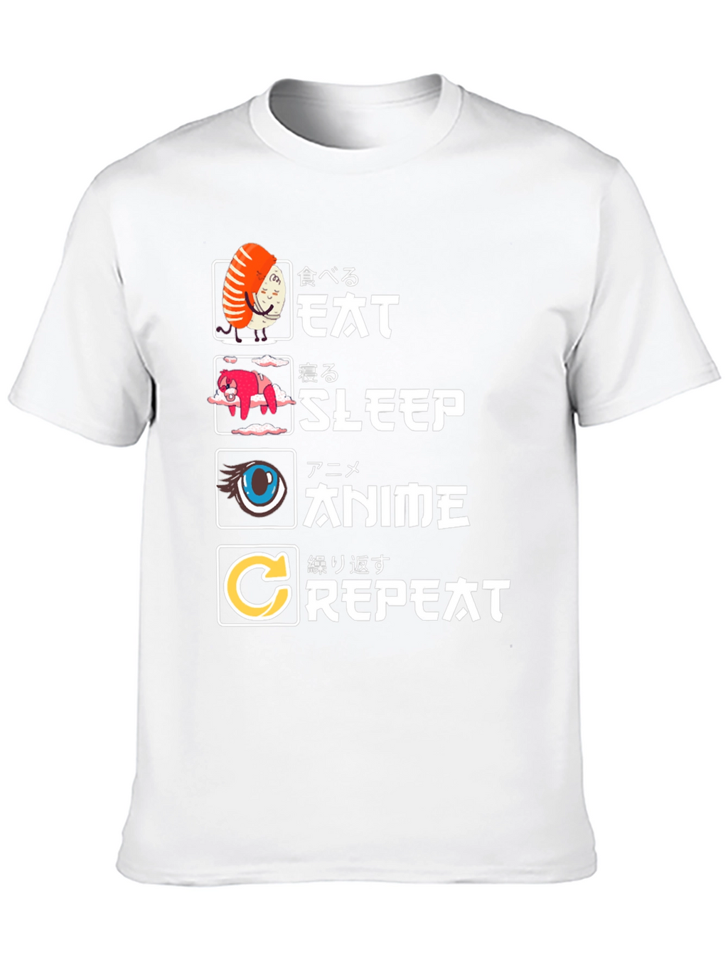 Eat Sleep Anime Repeat Graphic Tee