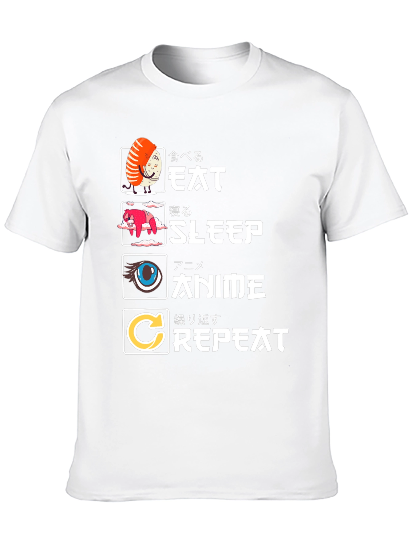 Eat Sleep Anime Repeat Graphic Tee