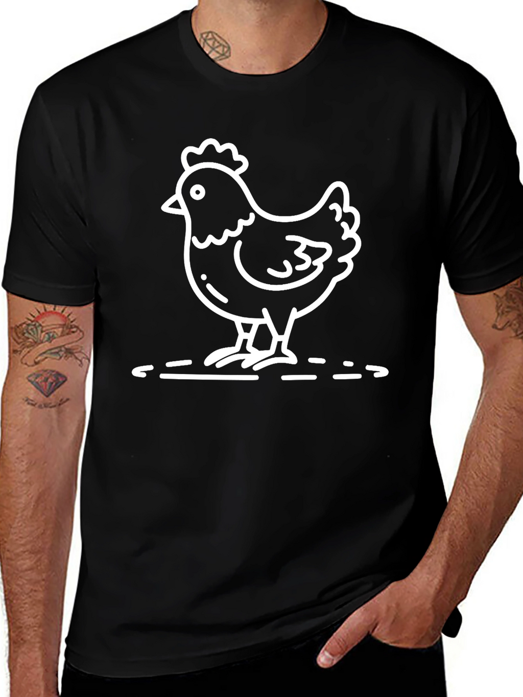 Chicken Graphic Black T-Shirt