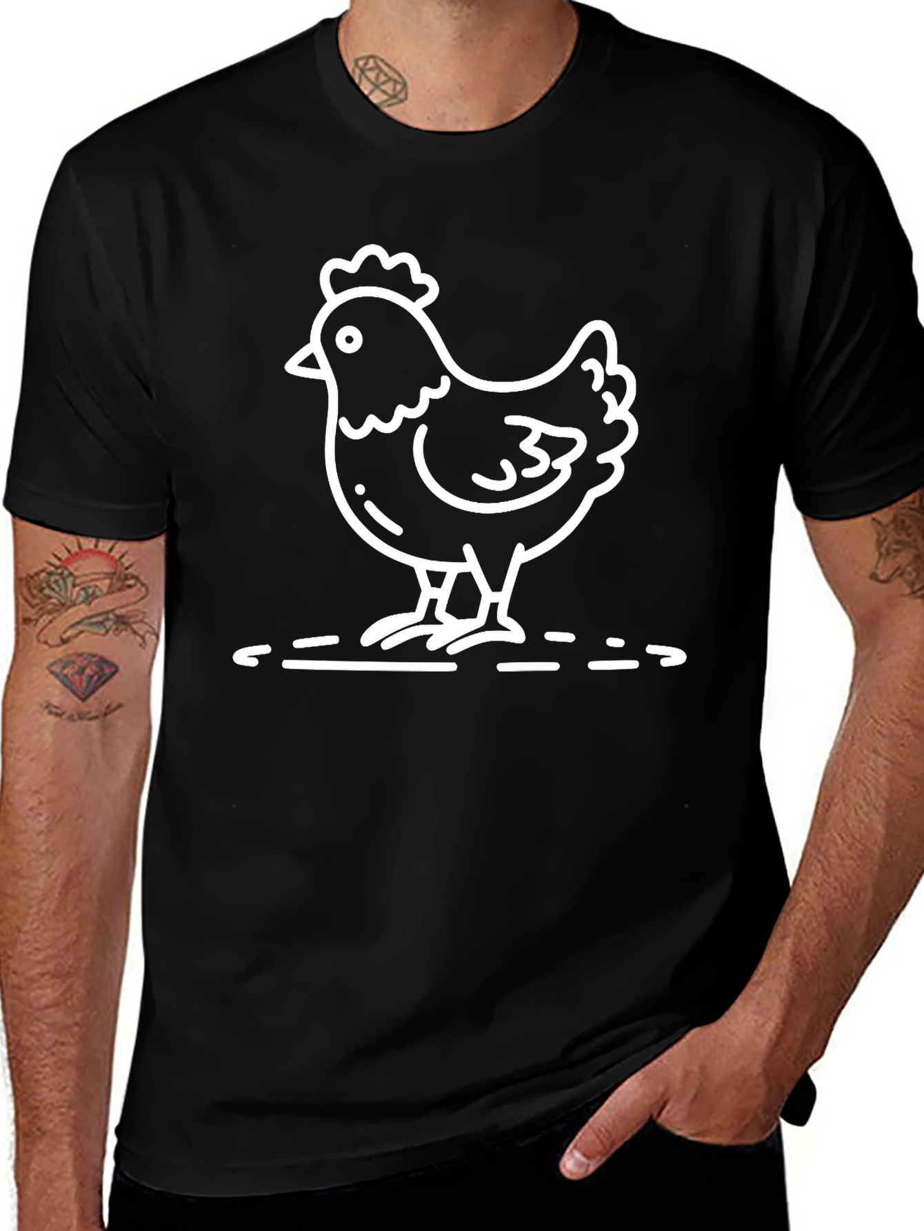 Chicken Graphic Black T-Shirt