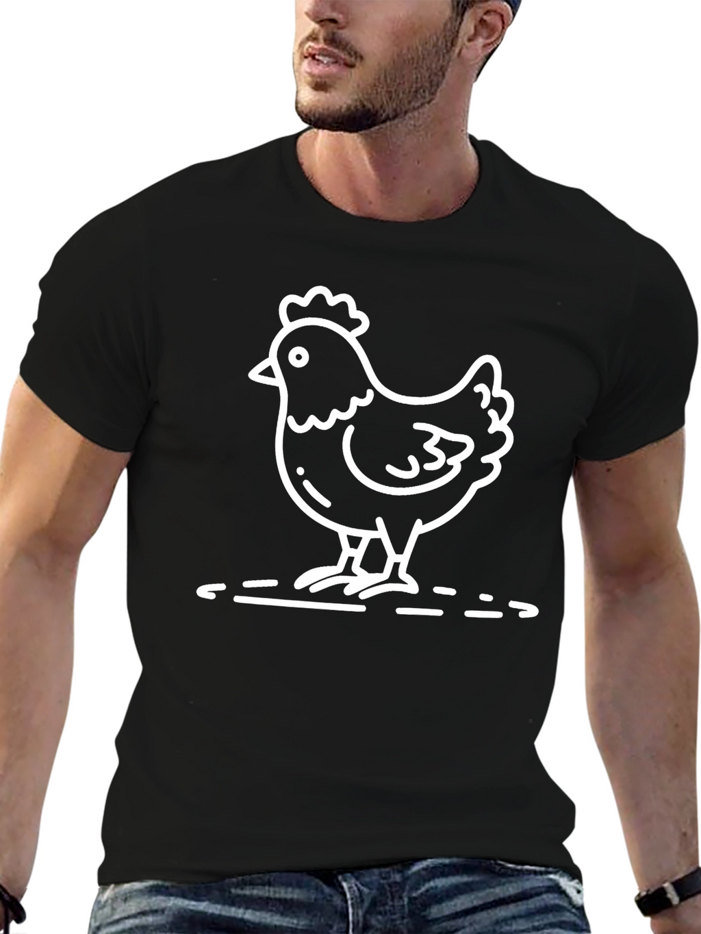 Chicken Graphic Black T-Shirt
