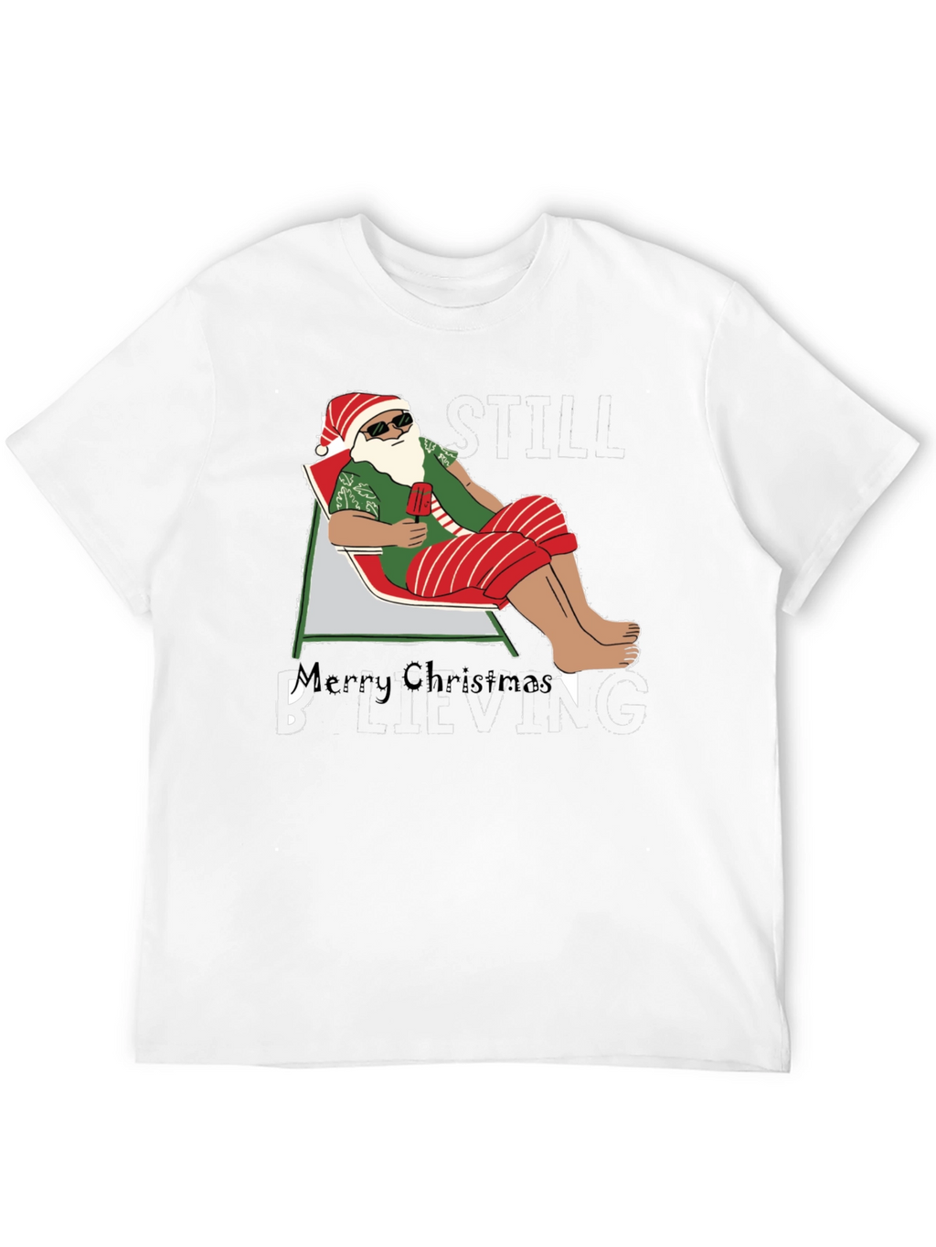 Santa Beach T-Shirt - Merry Christmas Believing Still