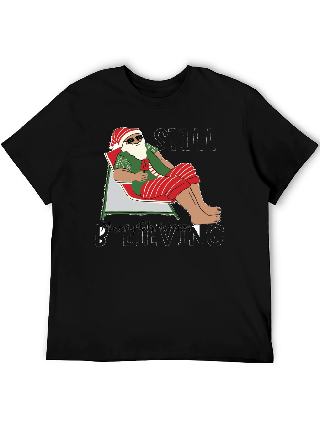 Santa Beach T-Shirt - Merry Christmas Believing Still