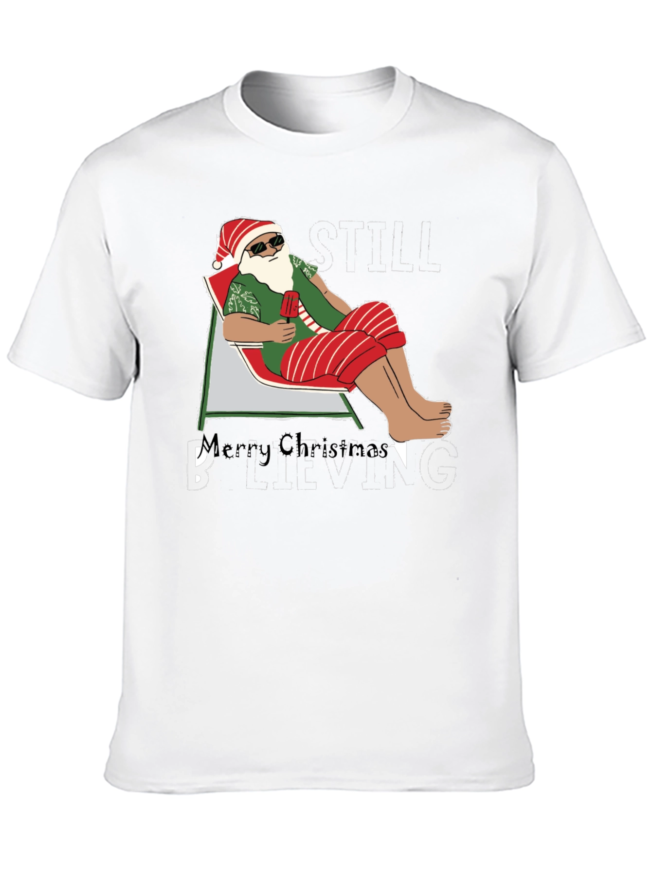 Santa Beach T-Shirt - Merry Christmas Believing Still