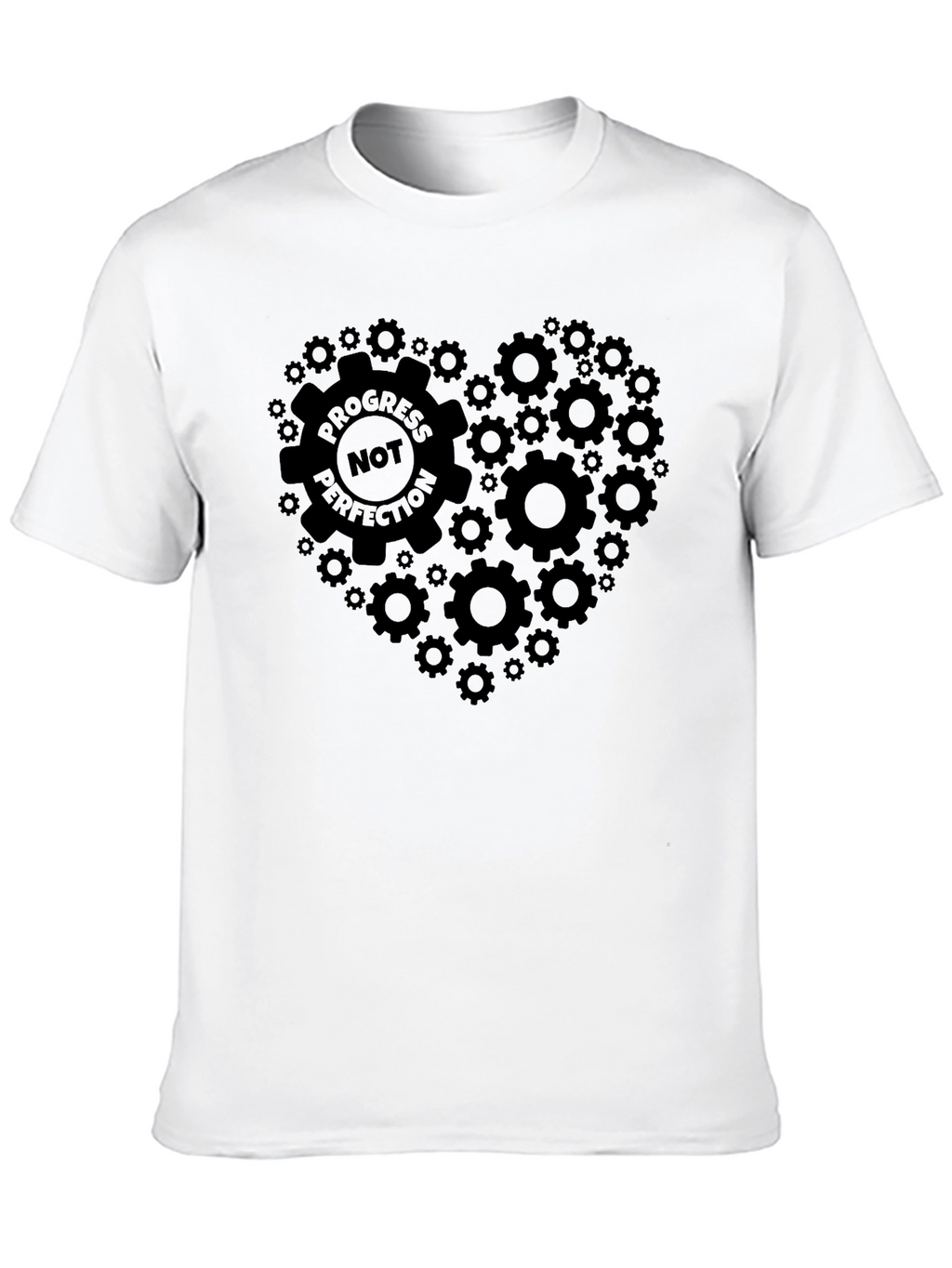Progress Not Perfection Gear Heart Graphic T-Shirt