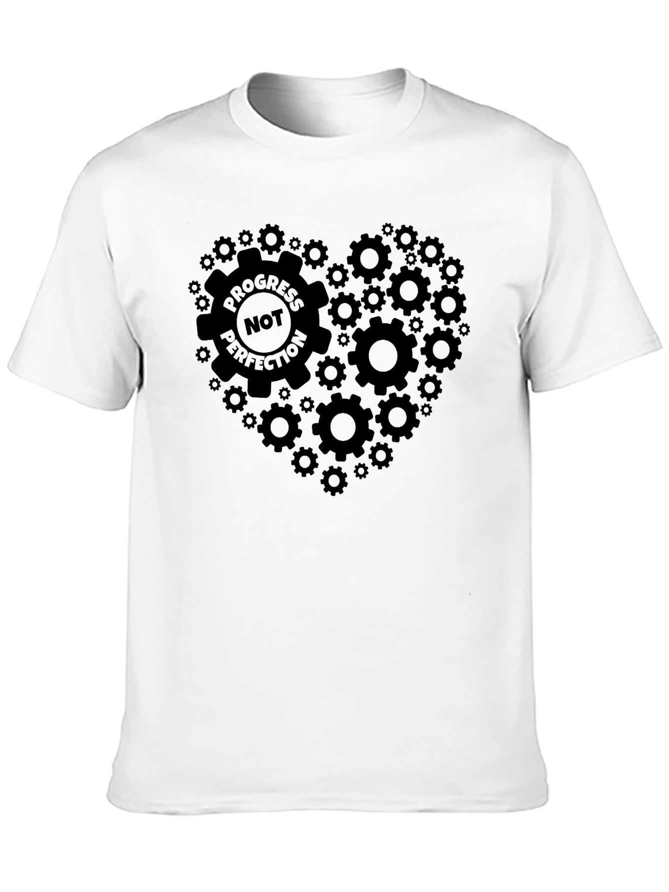 Progress Not Perfection Gear Heart Graphic T-Shirt