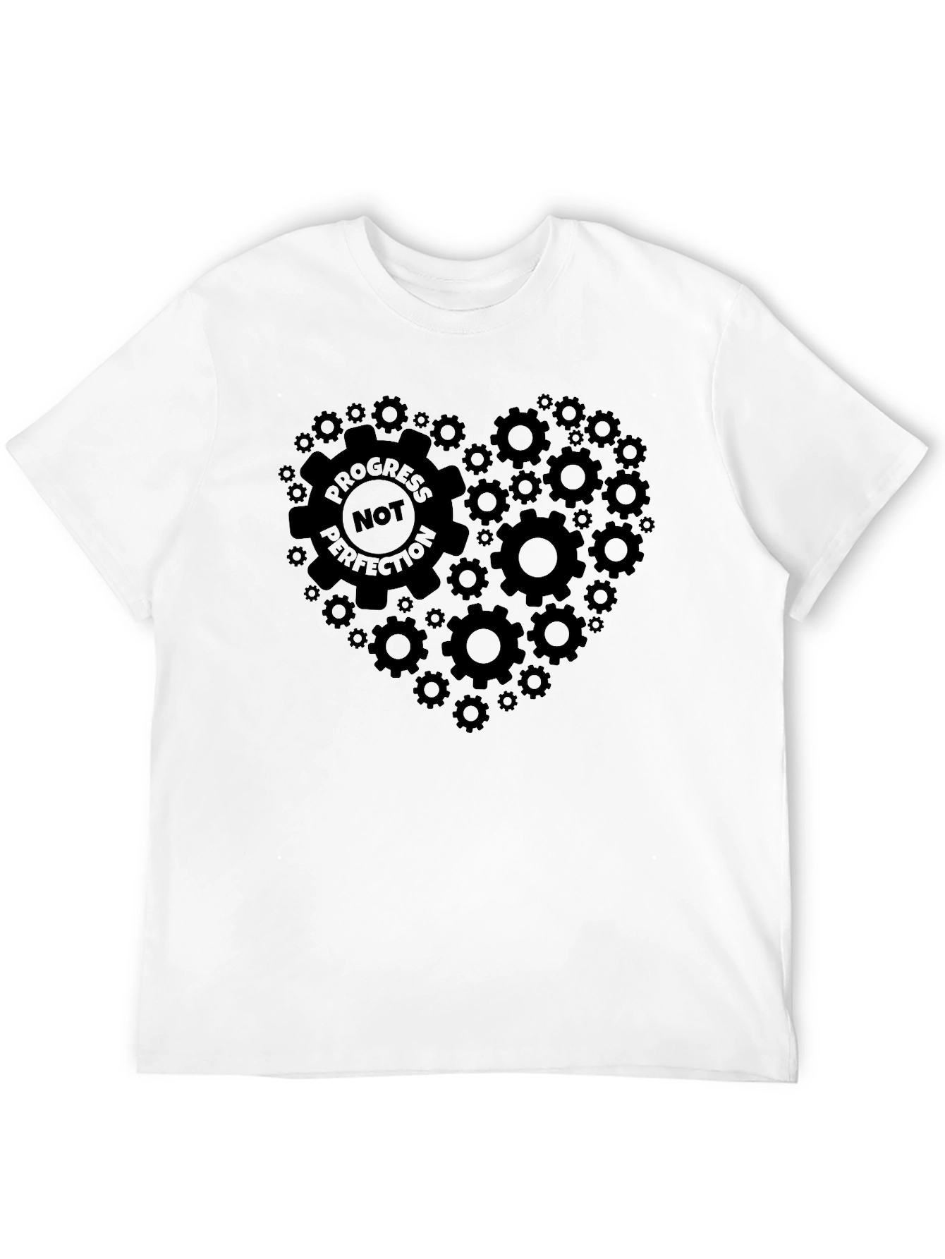Progress Not Perfection Gear Heart Graphic T-Shirt