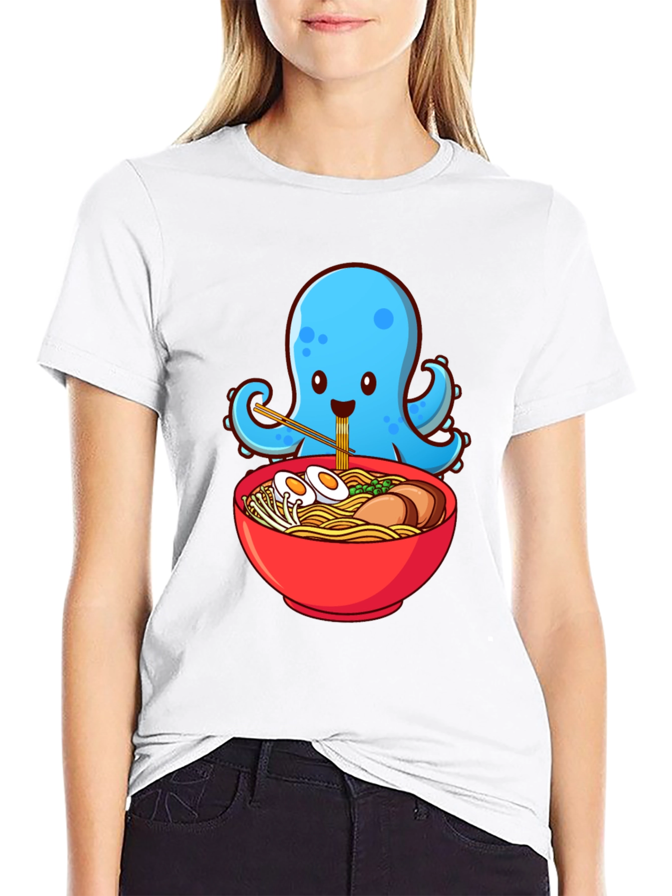 Octopus Ramen Graphic T-Shirt - Cute Anime Foodie Tee