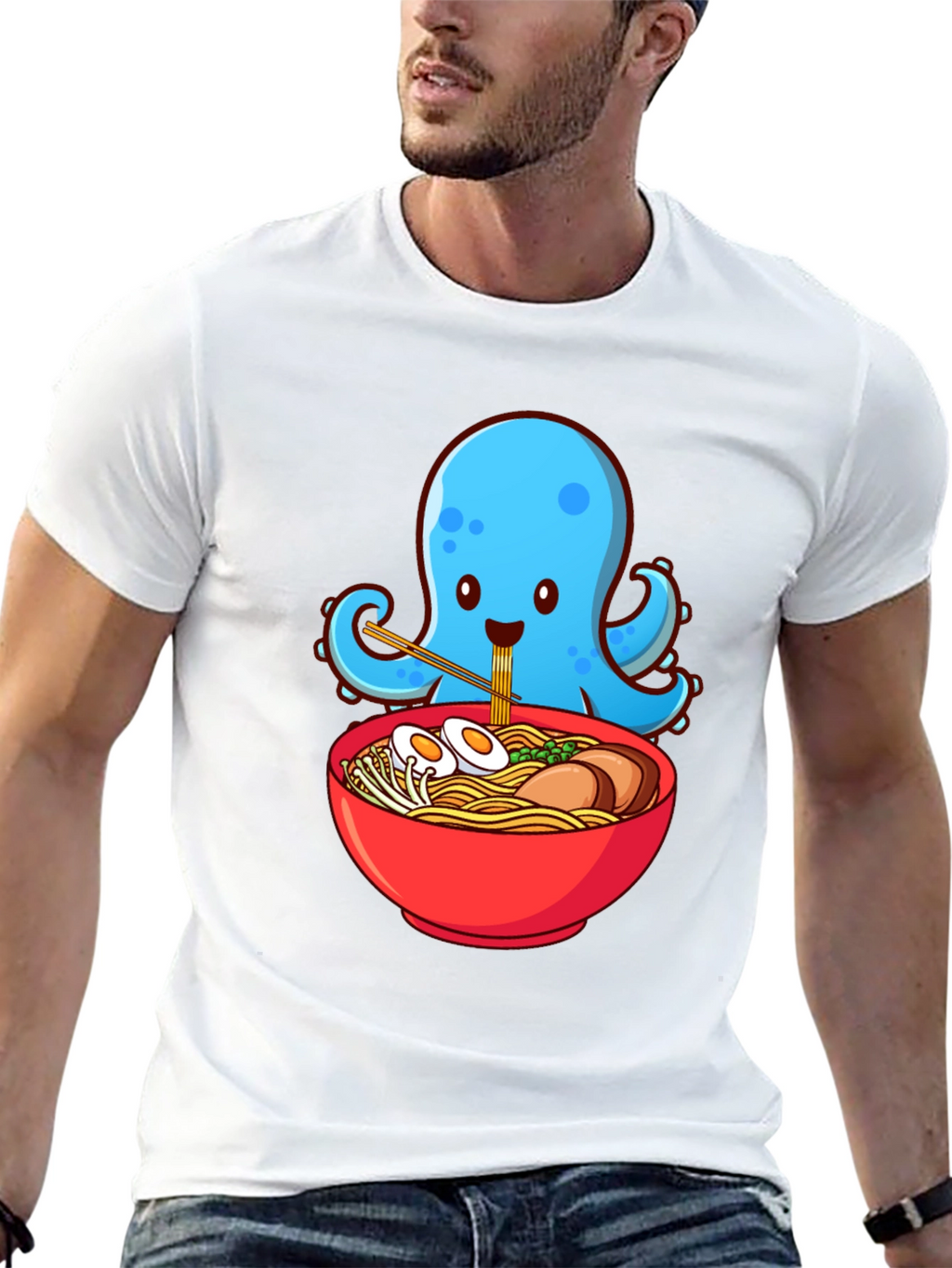 Octopus Ramen Graphic T-Shirt - Cute Anime Foodie Tee