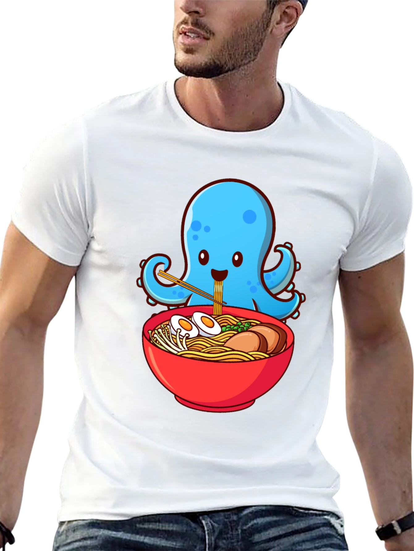 Octopus Ramen Graphic T-Shirt - Cute Anime Foodie Tee