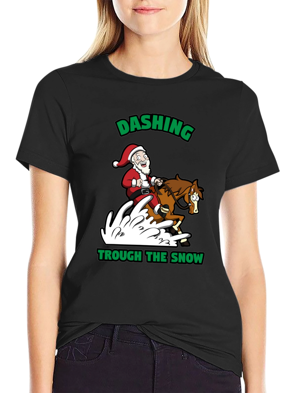 Dashing Through the Snow Santa T-Shirt