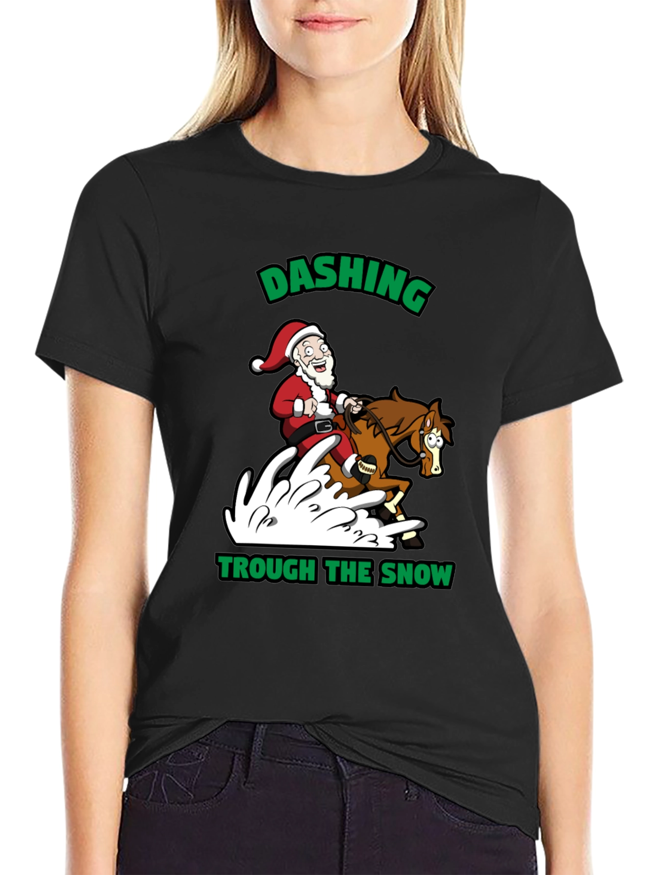 Dashing Through the Snow Santa T-Shirt