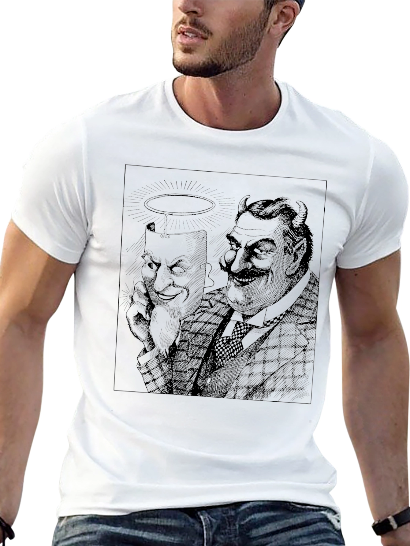 Angel & Devil Graphic Tee - Black Crewneck