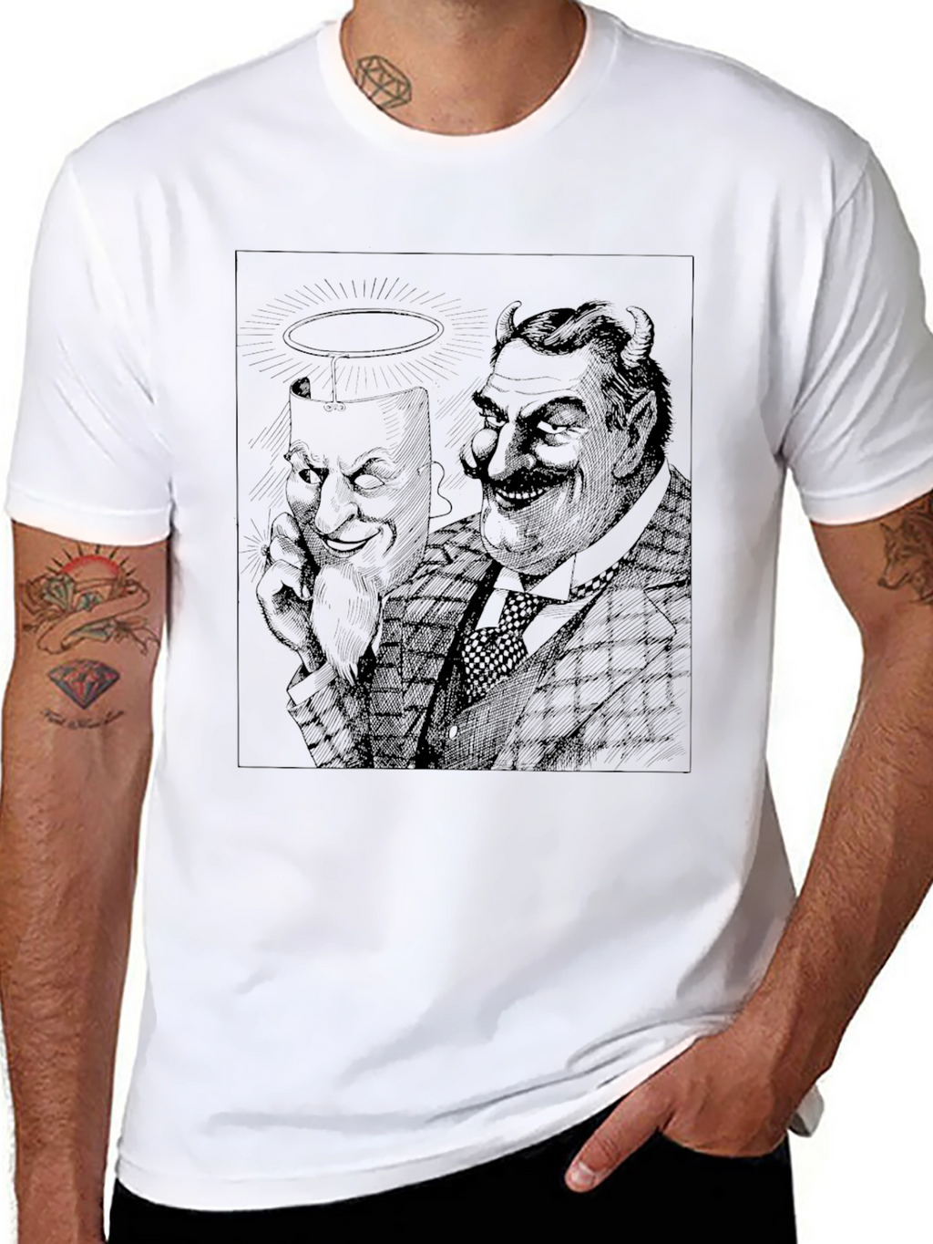 Angel & Devil Graphic Tee - Black Crewneck