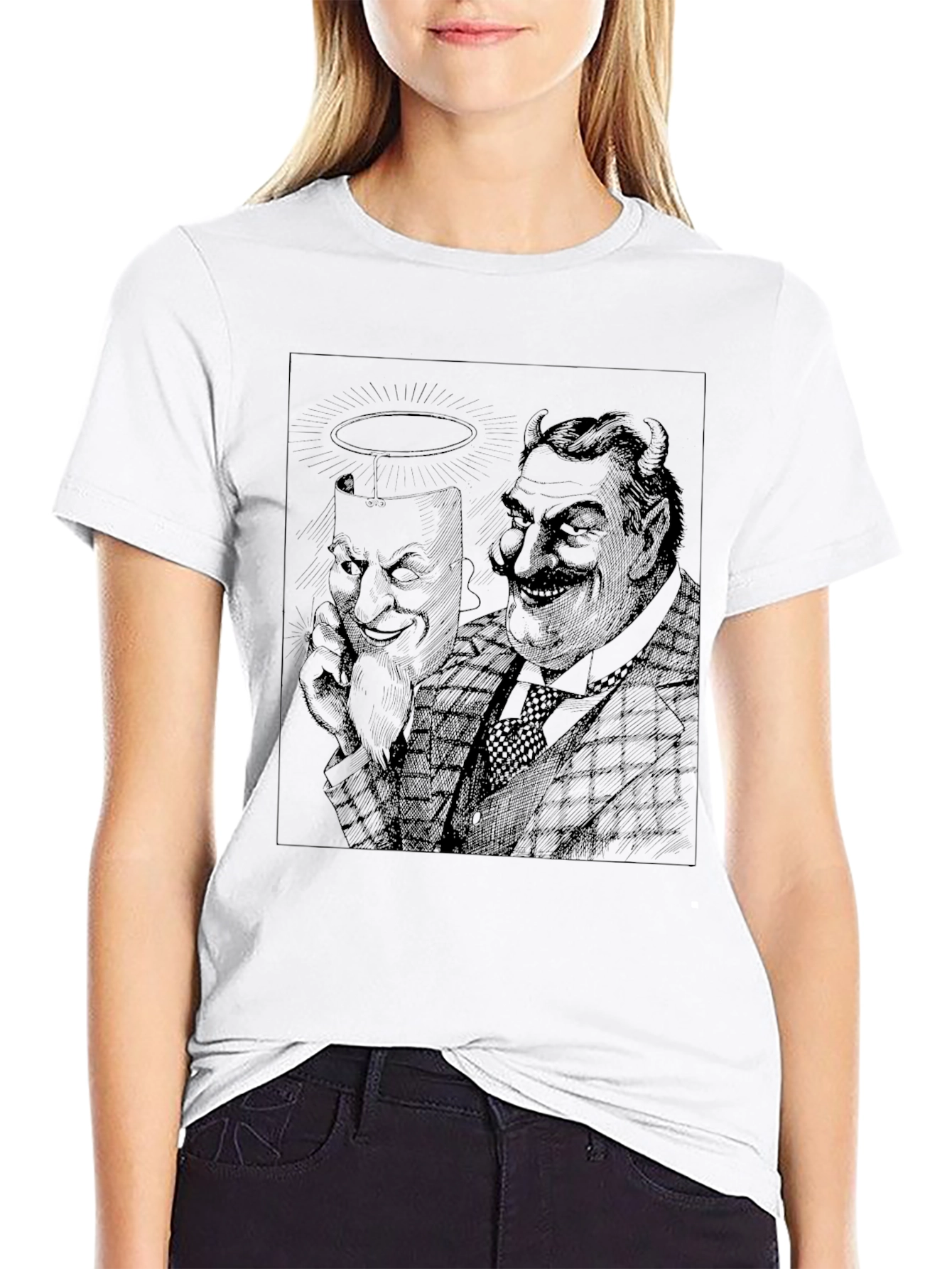 Angel & Devil Graphic Tee - Black Crewneck