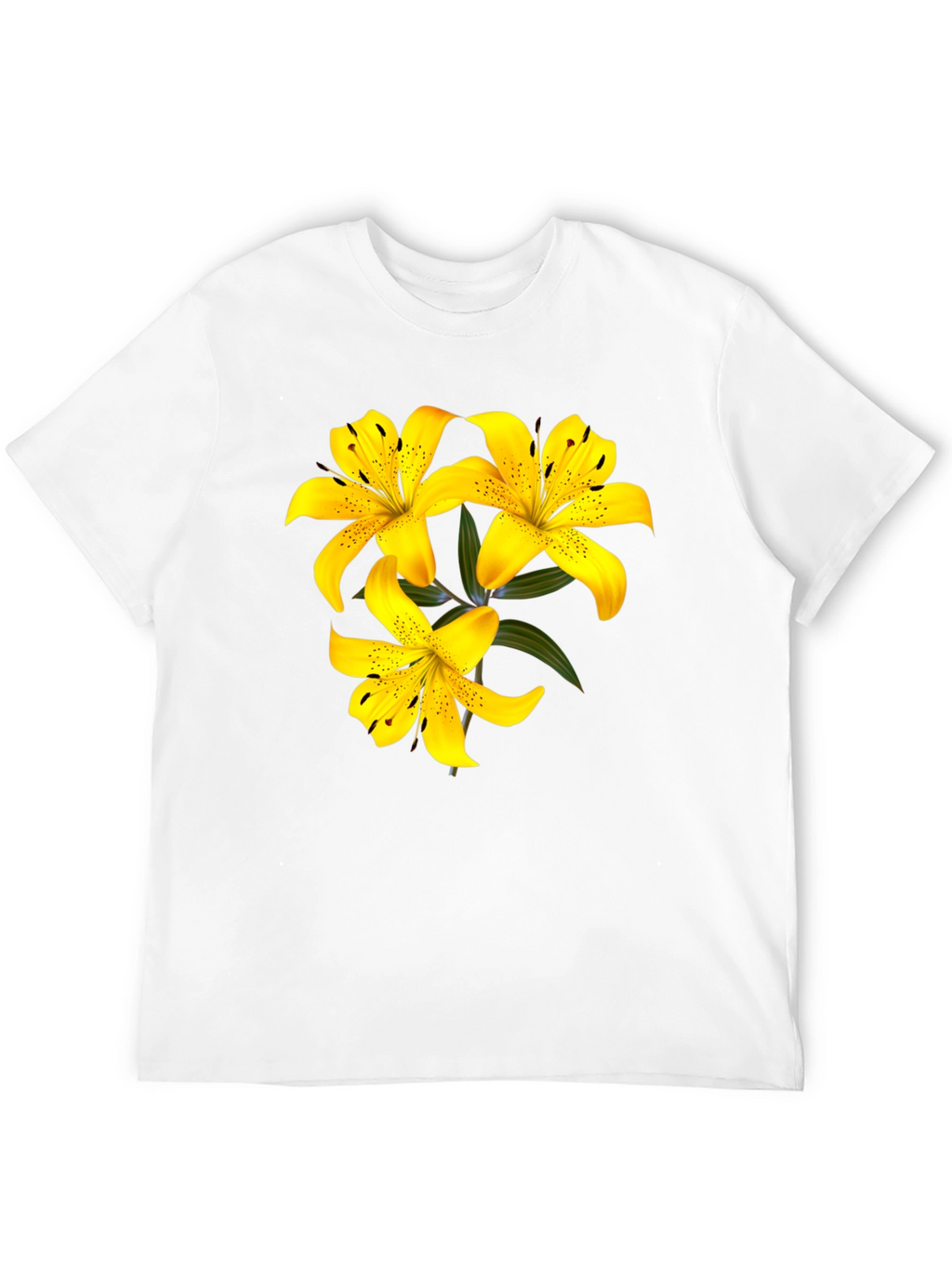 Yellow Lily Flower Black T-Shirt