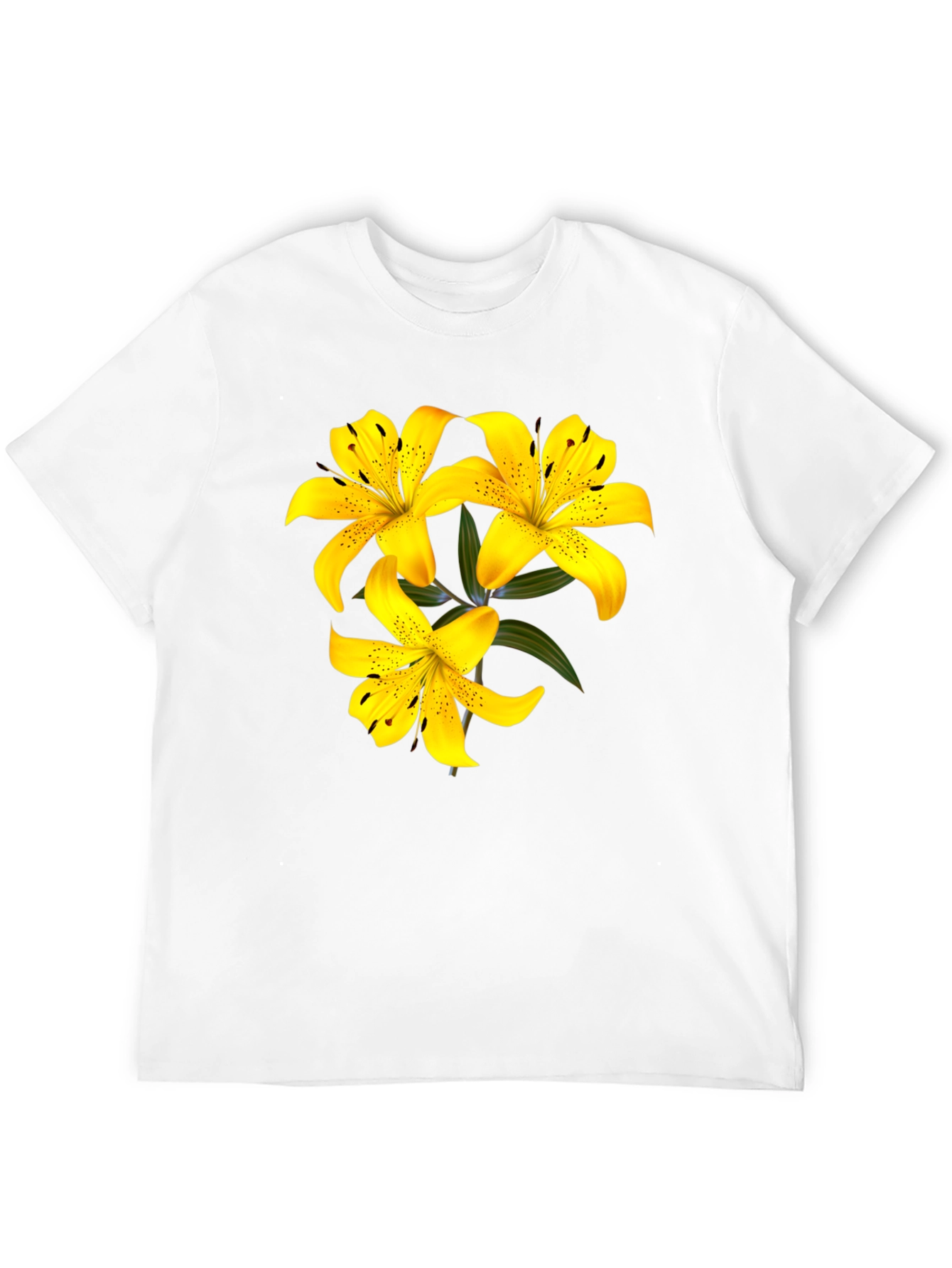 Yellow Lily Flower Black T-Shirt
