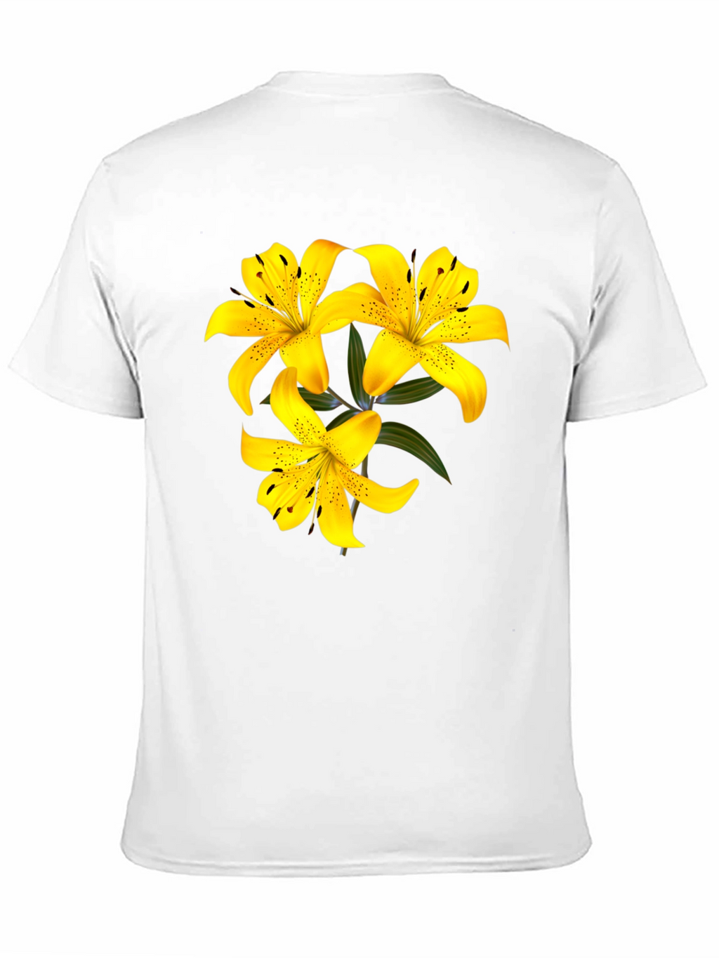 Yellow Lily Flower Black T-Shirt