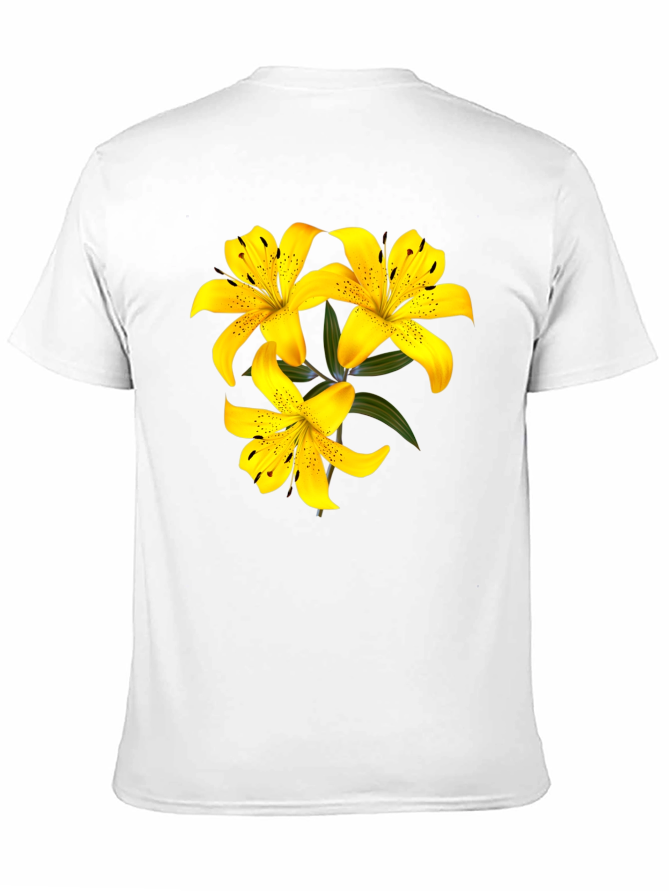 Yellow Lily Flower Black T-Shirt