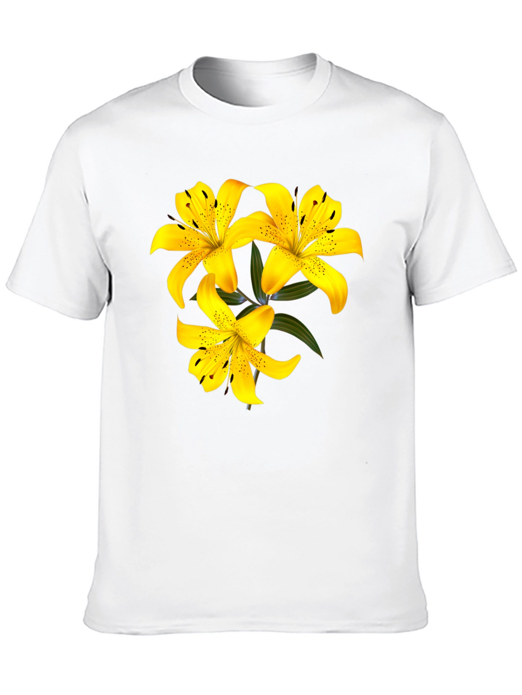 Yellow Lily Flower Black T-Shirt