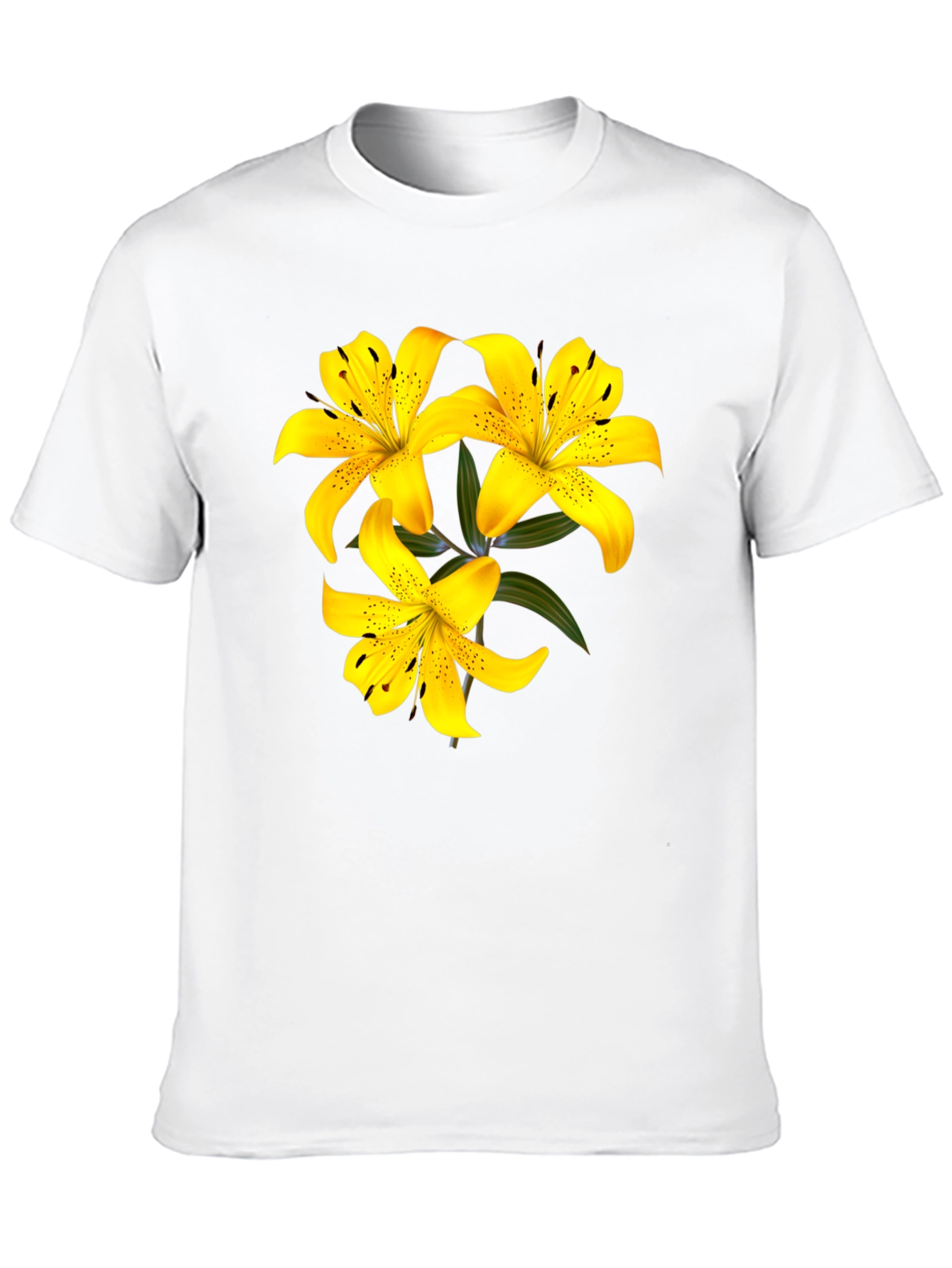 Yellow Lily Flower Black T-Shirt
