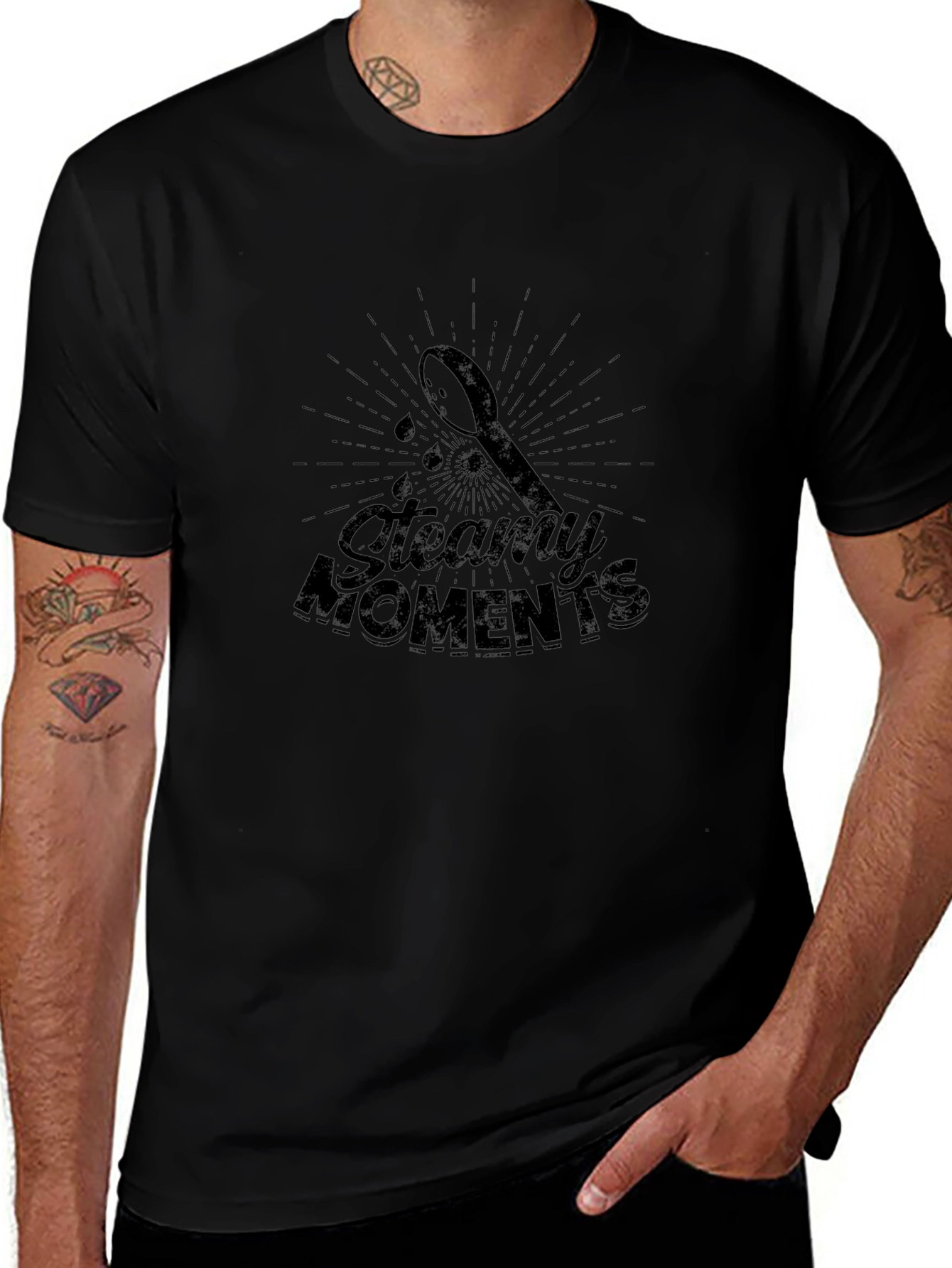Steamy Moments Black Graphic Tee