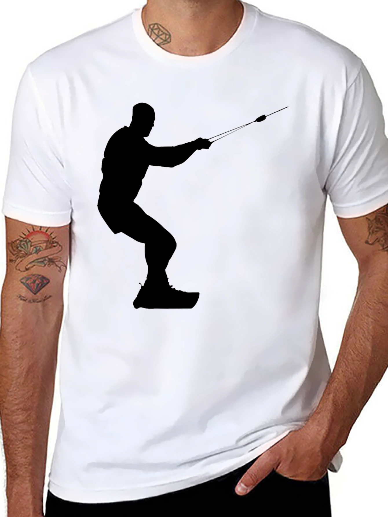 Silhouette Water Skiing Black Tee