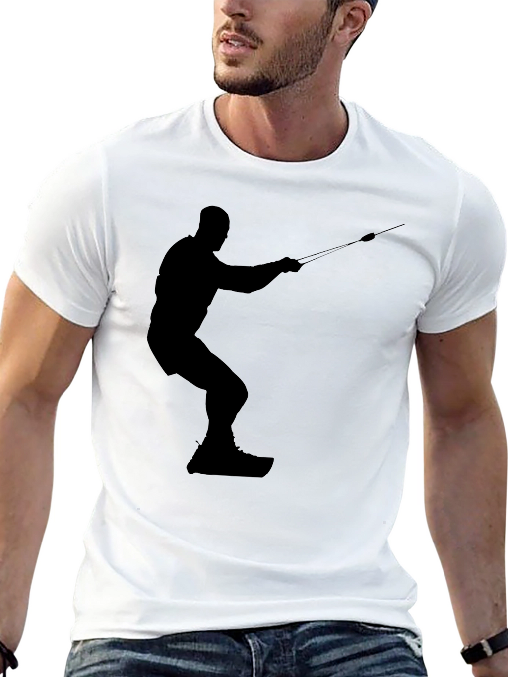 Silhouette Water Skiing Black Tee