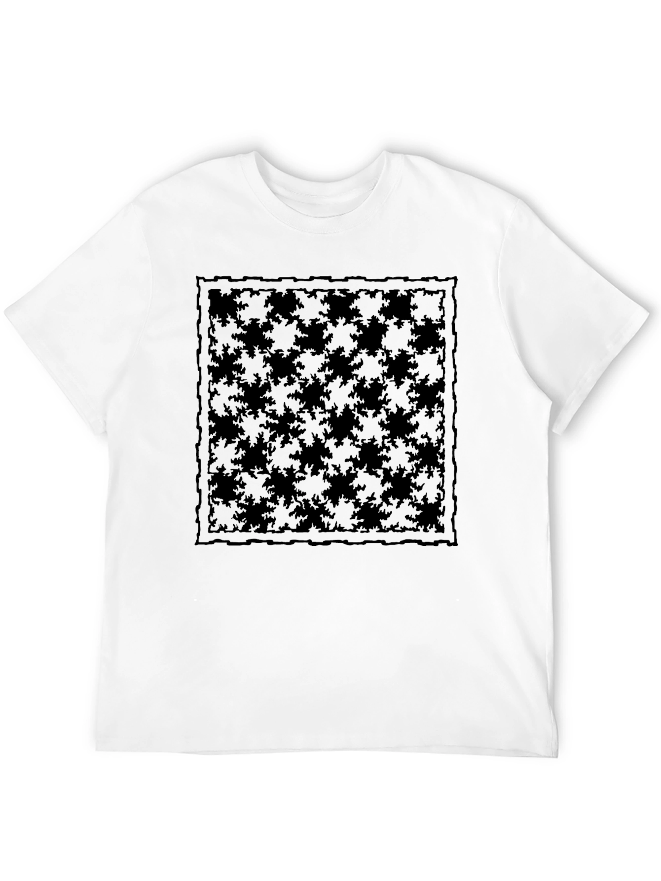 Stylish Black Tee with Abstract Square Design