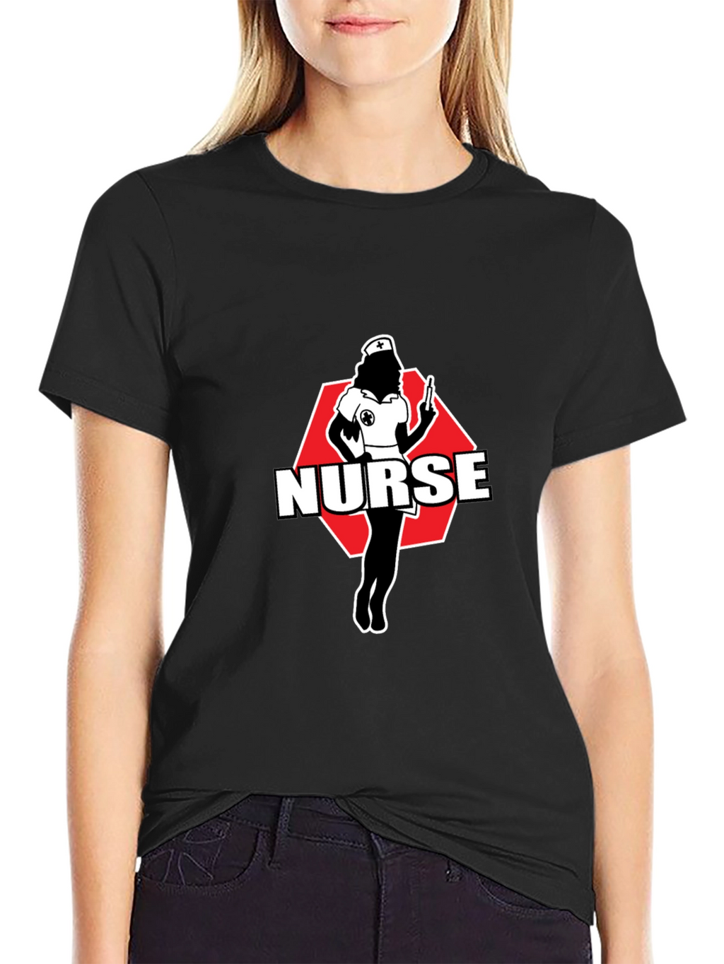 Nurse Graphic Tee - Black Cotton T-Shirt