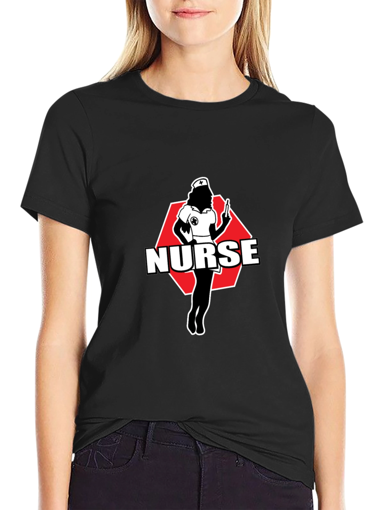 Nurse Graphic Tee - Black Cotton T-Shirt