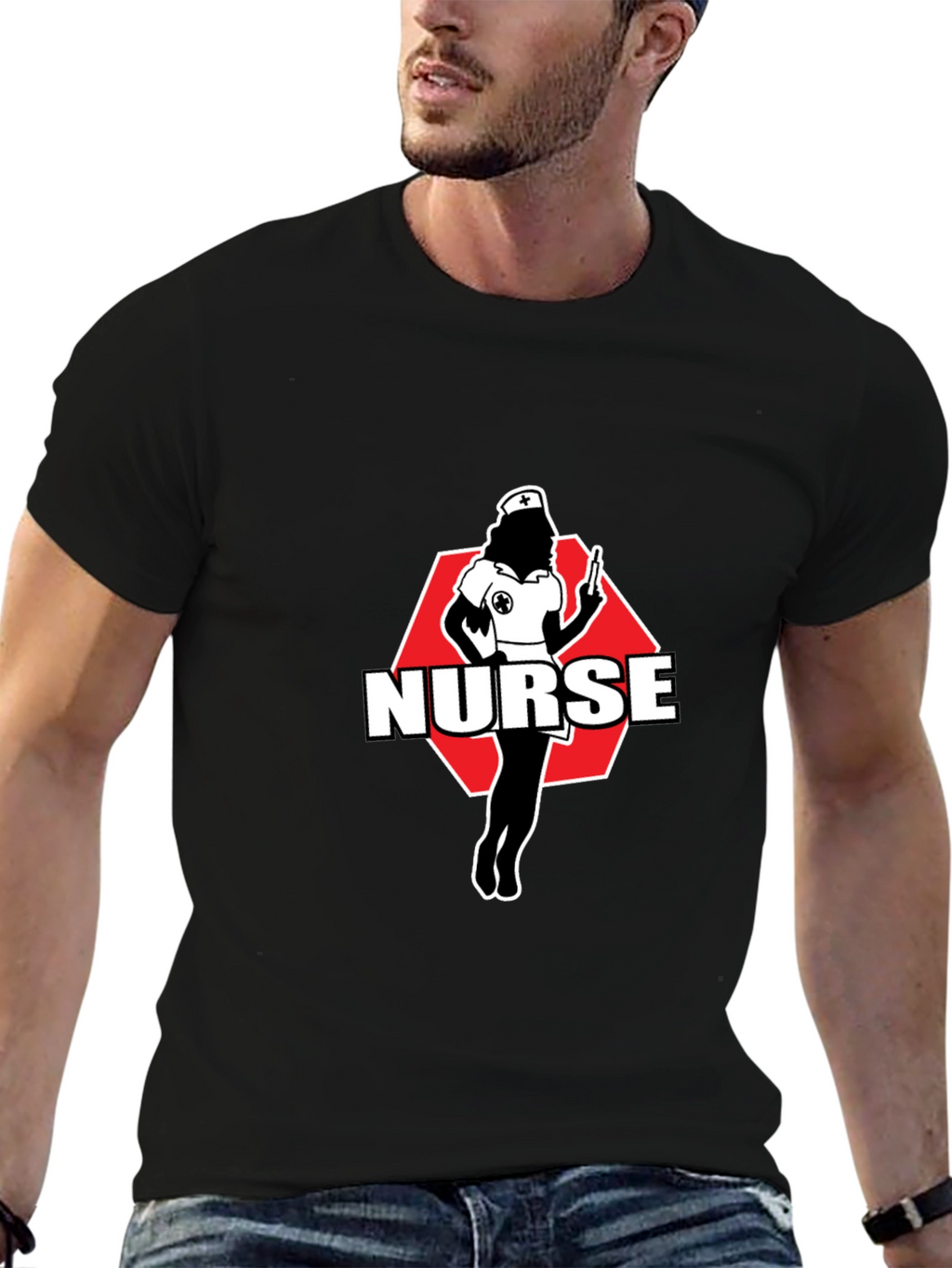 Nurse Graphic Tee - Black Cotton T-Shirt